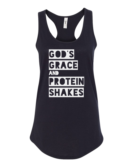 Women's God's Grace and Protein Shakes Tank Top