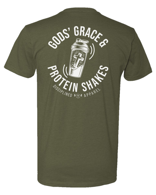 Green Christian gym t-shirt with white graphic and text