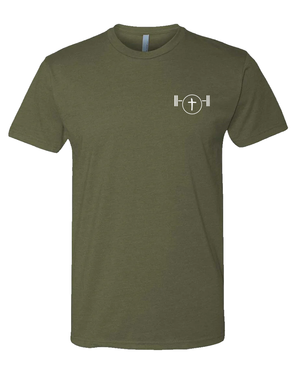 Military Green t-shirt front with the Disciplined Apparel left chest logo